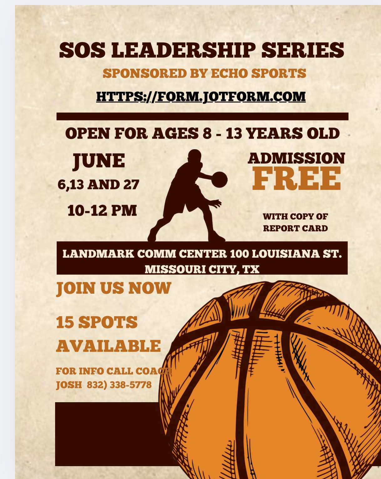SOS: basketball mentoring Friday morning