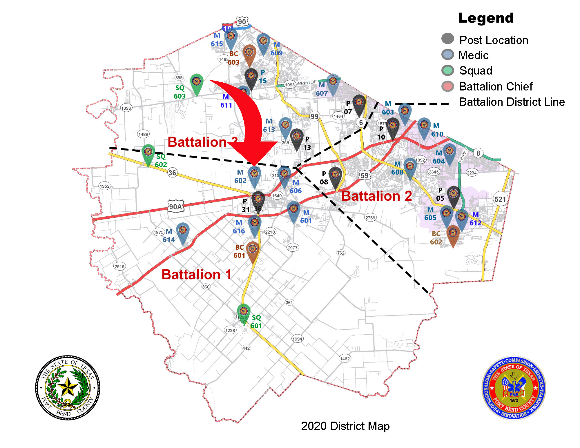 Medic 602 on map