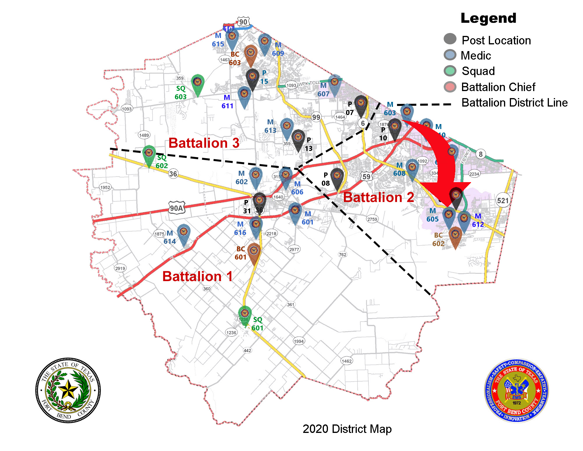 Medic 605 on map