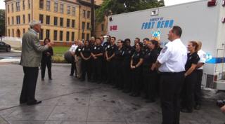 Commissioner Patterson addressing the group.  EMS Week 2015