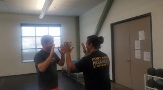 Employees training in self-defense