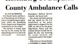 Rosenberg to Dispatch EMS Article