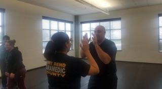 Employees training in self-defense