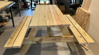 6' Table with attached benches