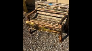 Child bench 24' wide, burnt finish and outdoor polycoat
