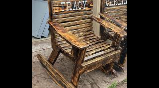 Rocking chair, burnt finish