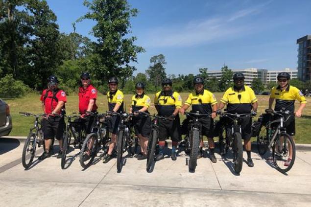 Bike Team Fort Bend EMS Bike Team in yellow shirts