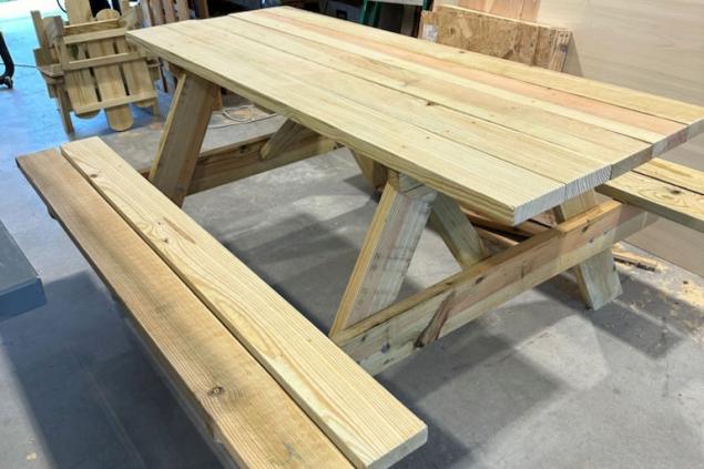 6' Table with attached benches