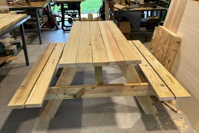 6' Table with attached benches