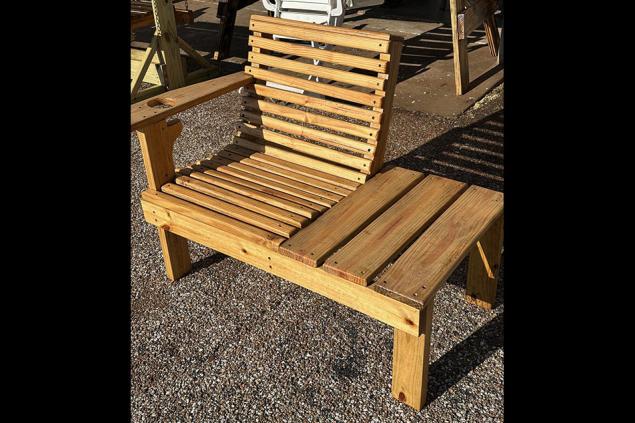 24&quot; chair with attached side table with cup holder and outdoor polycoat