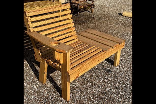 24&quot; chair with attached side table with cup holder and outdoor polycoat