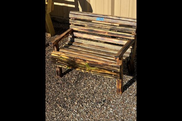 Child bench 24' wide, burnt finish and outdoor polycoat