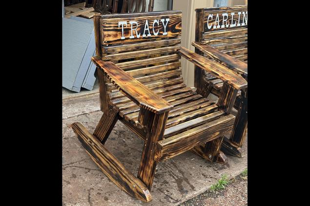 Rocking chair, burnt finish